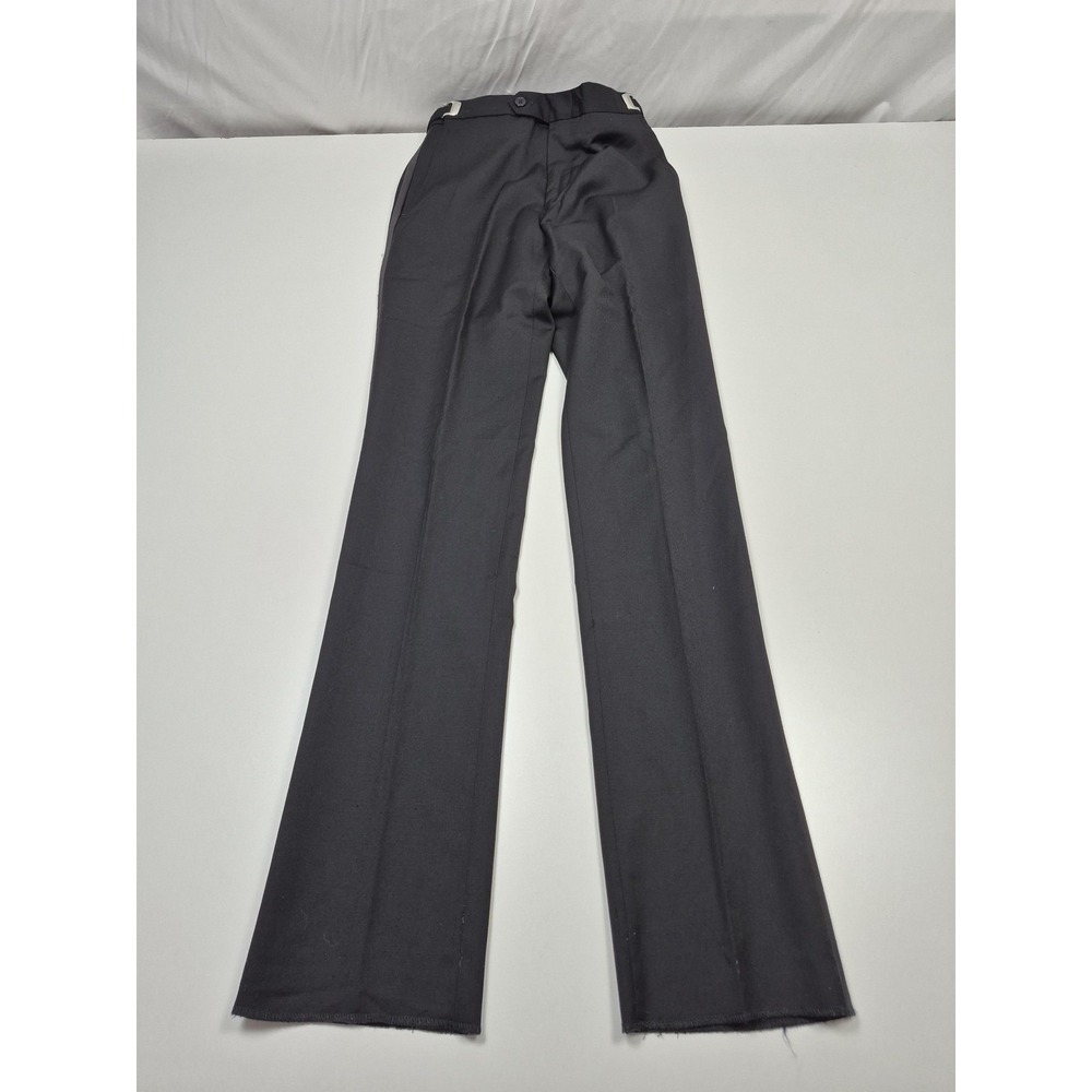 Dress Pants Mens 28x36 Black Wool Tuxedo Flat Front Adjustable Unhemmed NWT
